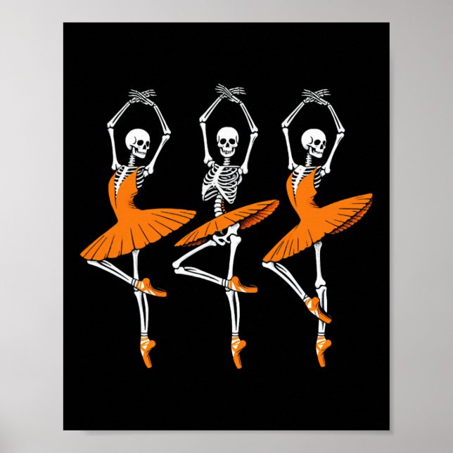 Funny Dancing Skeleton Ballerina Women's Girl Poster (Framsidan)