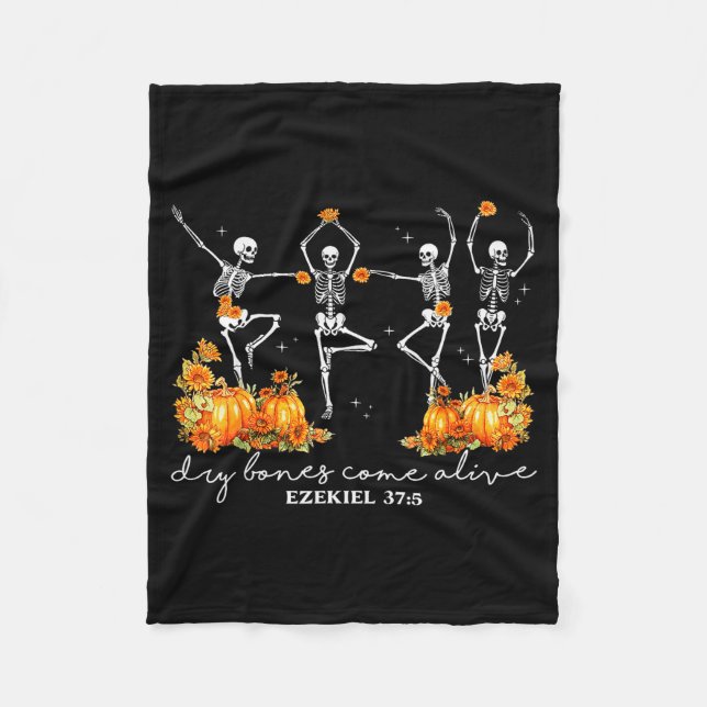 Funny Dancing Skeleton Dry Bones Come Alive Hallow Fleecefilt (Framsidan)