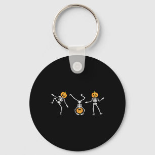 Funny Dancing Skeleton Halloween Pumpkin Skeletons Nyckelring