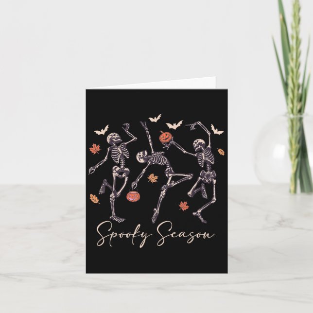 Funny Dancing Skeleton Halloween Pumpkin Soky Seas Kort (Framsida)