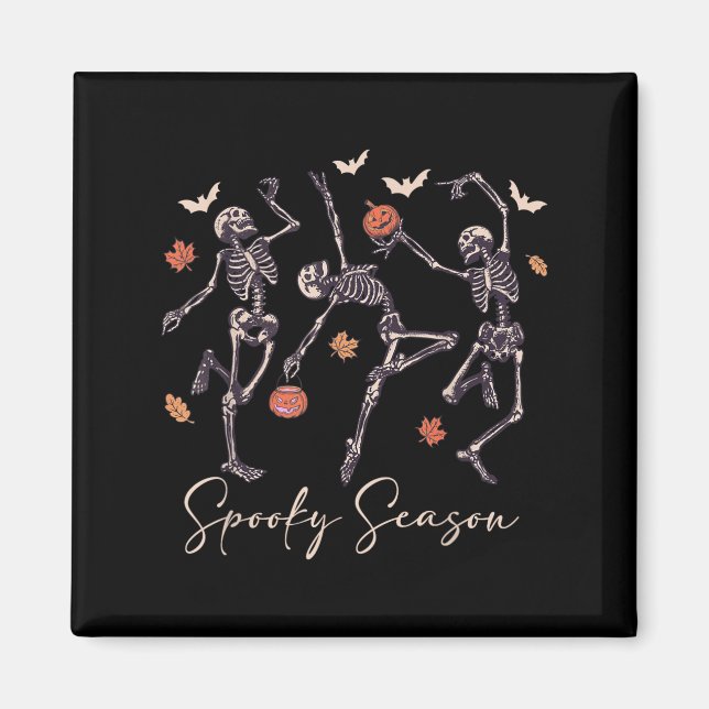 Funny Dancing Skeleton Halloween Pumpkin Soky Seas Magnet (Framsidan)