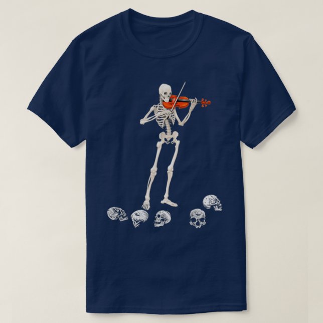 Funny Dancing Skeleton Playing Violin Halloween Gi T Shirt (Design framsida)