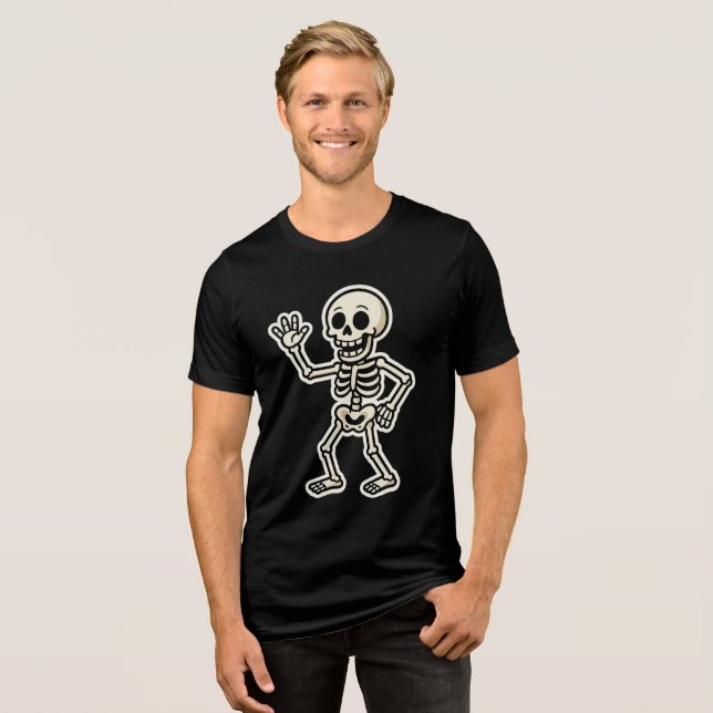 Funny Dancing Skeleton Sticker - Cute Halloween T Shirt (Framsida Full)