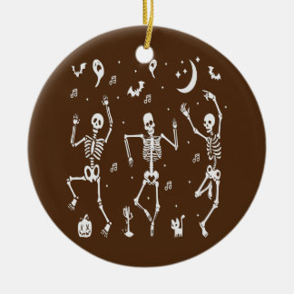 Funny Dancing Skeletons Bones Costume Finare Dress Julgransprydnad Keramik