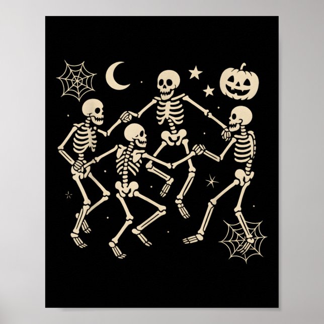 Funny Dancing Skeletons Dance Halloween Costume Ad Poster (Framsidan)