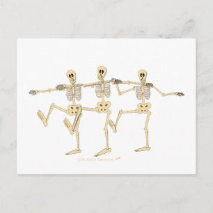 Funny Dancing Skeletons Halloween Tecknad Vykort