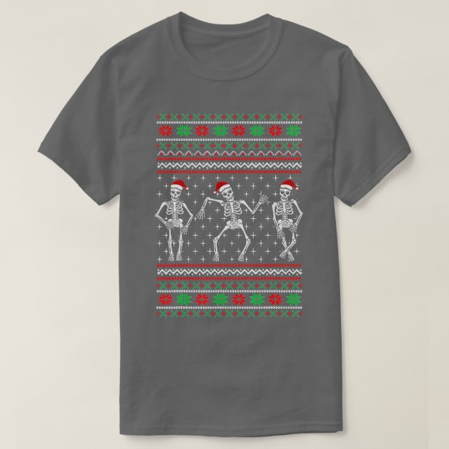 Funny Dancing Skeletons Ugly jul Sweater T Shirt (Design framsida)