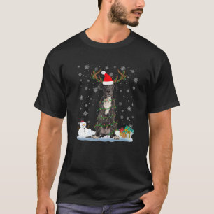 Funny Dane Hund Ugly Sweater jul Ljus Premi T Shirt