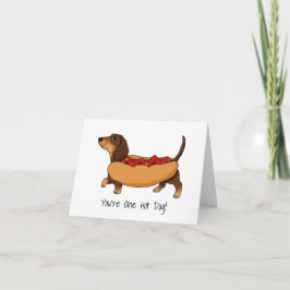 Funny Daschund Hett Hund Watercolor Kort