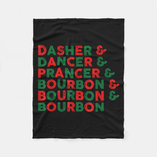 Funny Dasher Dancer Prancer &amp; Bourbon Christma Fleecefilt (Framsidan)