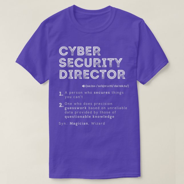 Funny dator för Cyber Security Director  T Shirt (Design framsida)