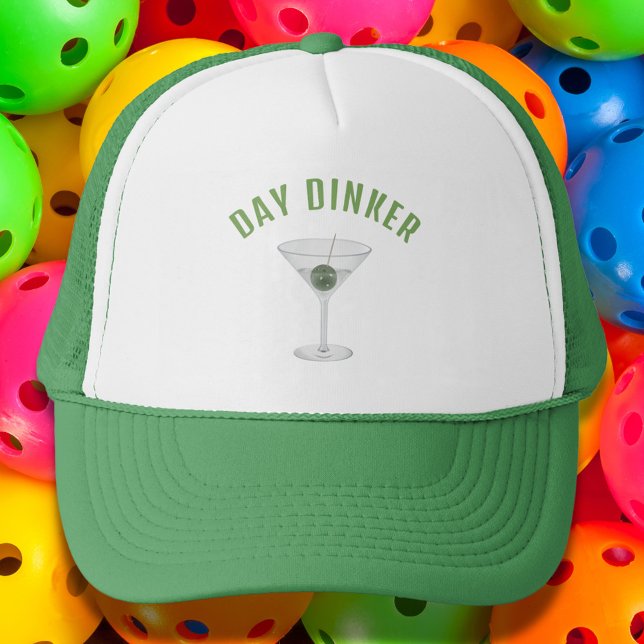 Funny Day Dinker Personlig Pickleball Martini Keps (Funny Day Dinker hat with a pickleball martini)