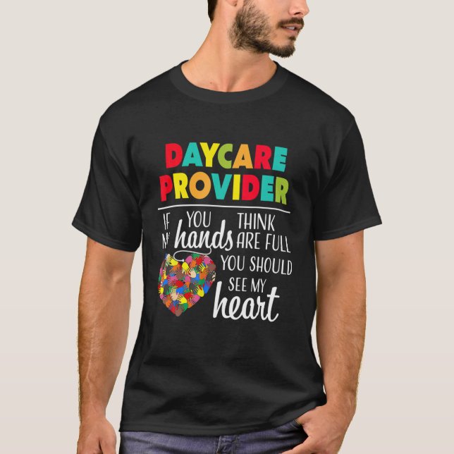 Funny Daycare Provider Childcare Cute Heart Teache T Shirt (Framsida)