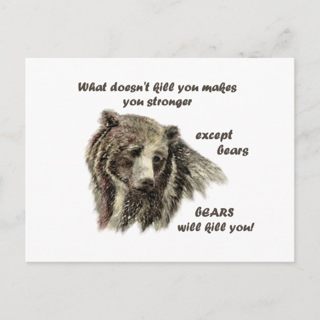 Funny De Motivational Quote Bears döda dig Vykort (Framsida)