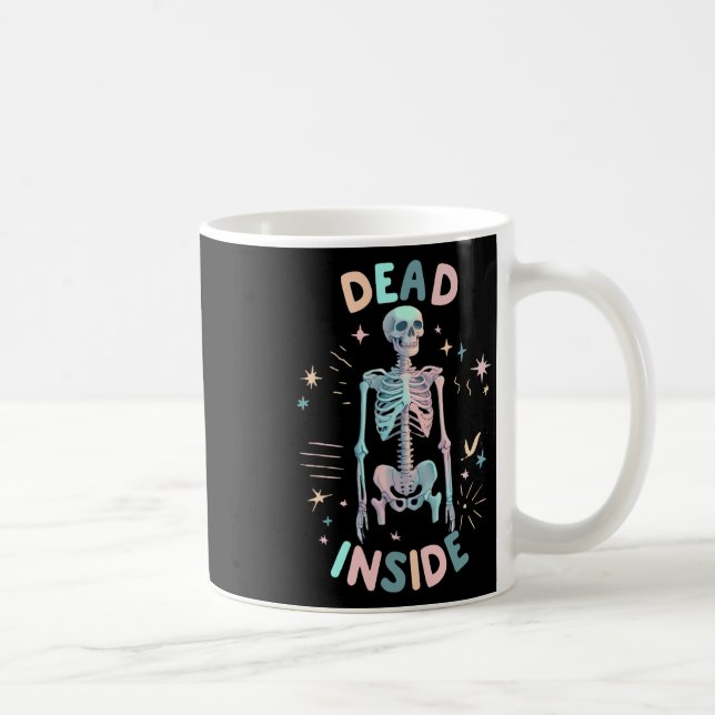 Funny Dead Inside Skeleton Avslappnad Halloween Gr Kaffemugg (Höger)