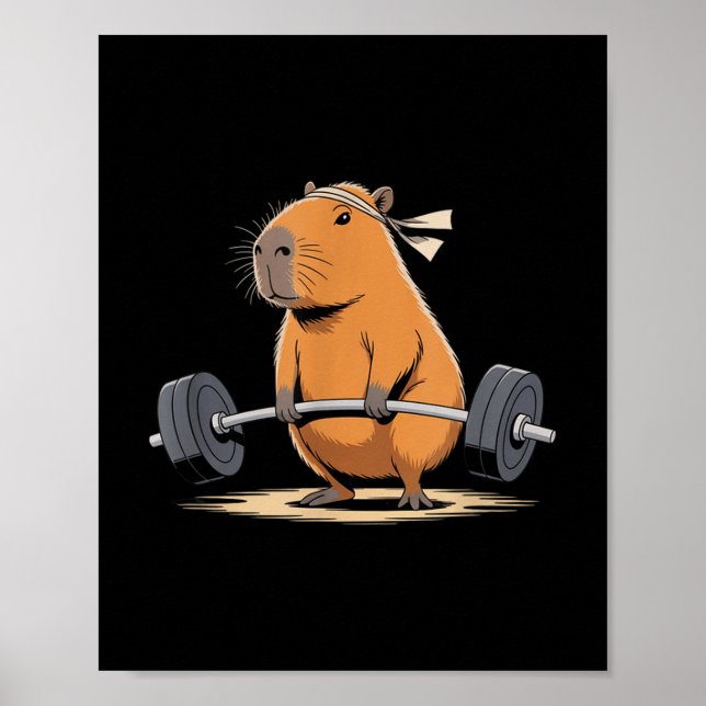 Funny Deadlift Capybara Cute Fitness Capy Gym Kärl Poster (Framsidan)