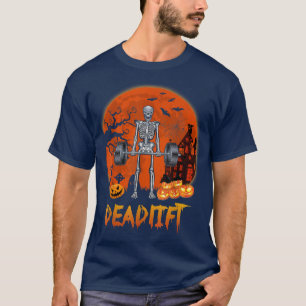 Funny Deadlift Halloween Skeleton Lyktvikt T Shirt