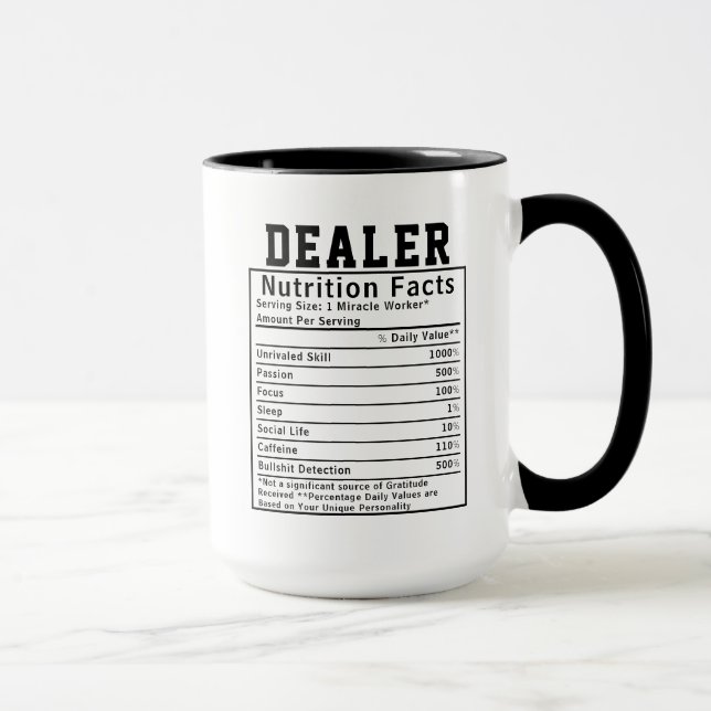 Funny Dealer Nutrition Facts Sales Dealers Gift Mugg (Höger)