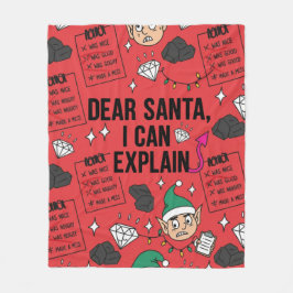 Funny Dear Santa I Can Explain Naughty Christmas Fleecefilt