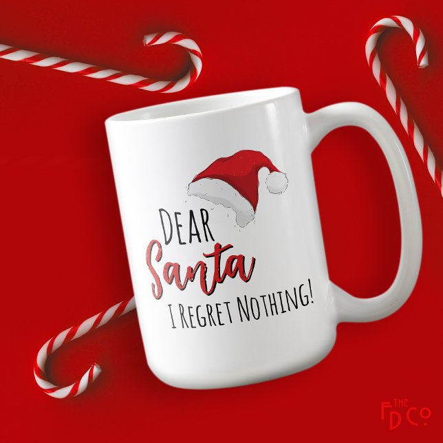 Funny Dear Santa (I Regret Nothing!) Customizable  Kaffemugg (Skapare uppladdad)