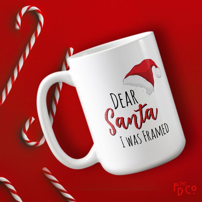 Funny Dear Santa (I was Framed) Customizable  Kaffemugg (Skapare uppladdad)