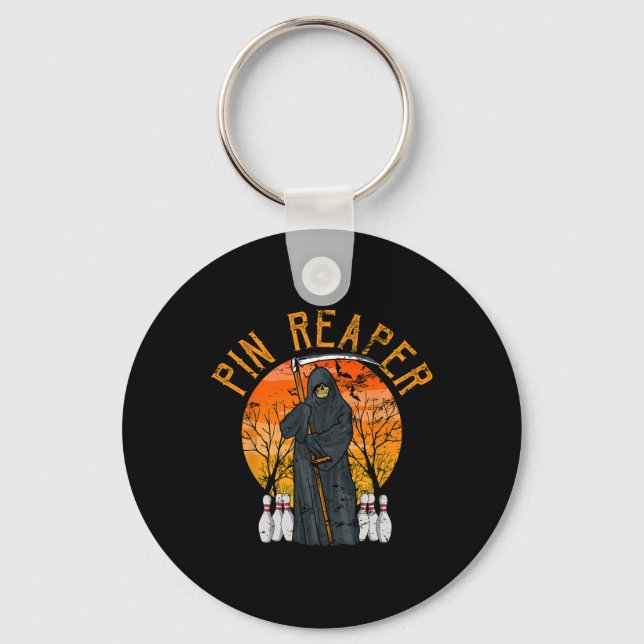Funny Death Bowling Grim Reaper Bowler Gifts Men O Nyckelring (Framsida)