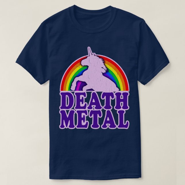 Funny Death Metall Unicorn Rainbow T Shirt (Design framsida)
