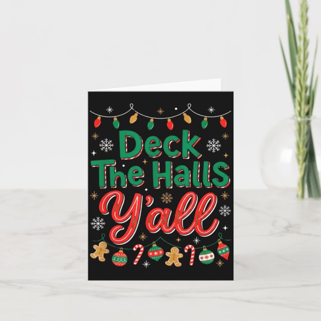 Funny Deck The Halls Y’all Christmas Humor  Kort (Framsida)