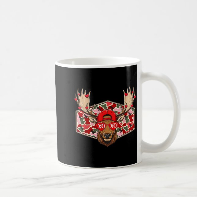 Funny Deer Hunting Buck Camo Valentines Day Men Wo Kaffemugg (Höger)