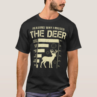 Funny Deer Hunting Reasons Why I Missed The Deer T Shirt