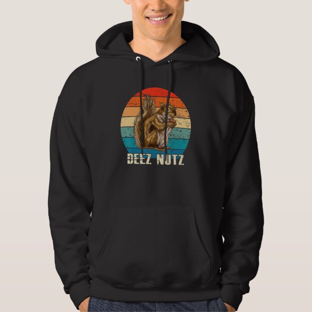 Funny Deez Nut Nutcracker Squirrel Deez Nutz Retro Hoodie (Framsida)