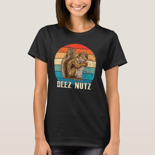 Funny Deez Nut Nutcracker Squirrel Deez Nutz Retro T Shirt (Framsida)