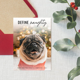Funny Define Naughty Hund Pet-fotojul Julkort