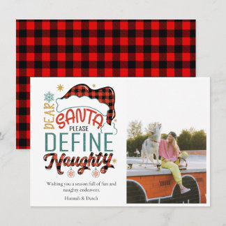 Funny Define Naughty jul Photo Anteckningskort