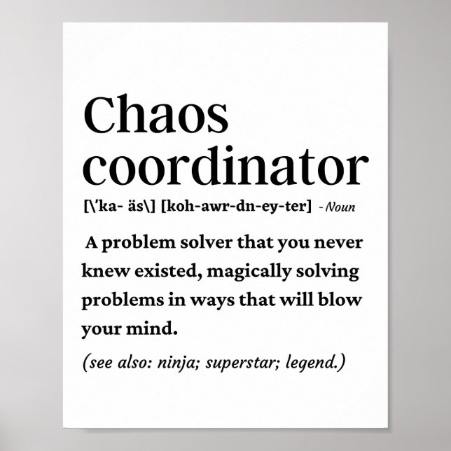 Funny definition av koordinator för kaos poster (Framsidan)