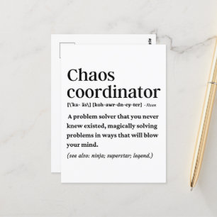 Funny definition av koordinator för kaos vykort