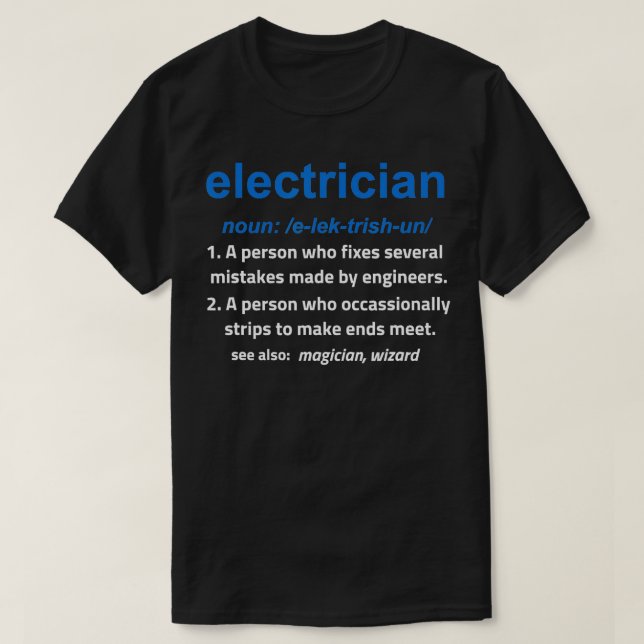 Funny Definition Journeyman Master Electrician Gif T Shirt (Design framsida)