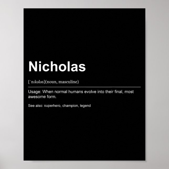 Funny Definition Quote For The Name Nicholas _  Poster (Framsidan)
