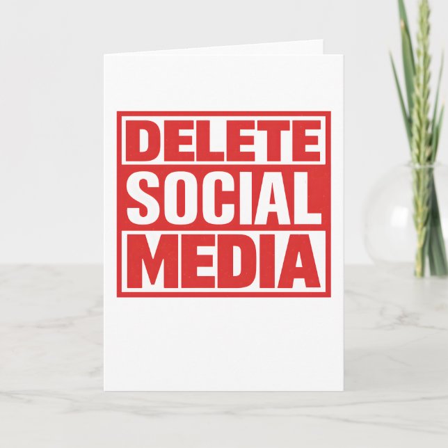 Funny Delete Social Media Anti Internet Minimalist Kort (Framsida)