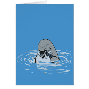 Funny delfin med en Gun-Tecknad Hälsningskort