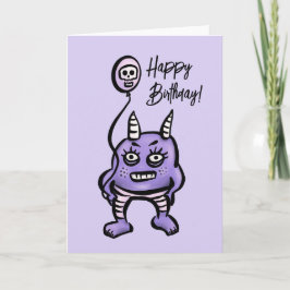 Funny Demon Lila Cute Pastel Whimsigoth Birthday Kort