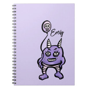 Funny Demon Lila Cute Whimsigoth Namn Anteckningsbok