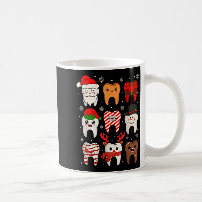 Funny Dental Christmas Teeth Cute Xmas Dentist Squ Kaffemugg (Höger)