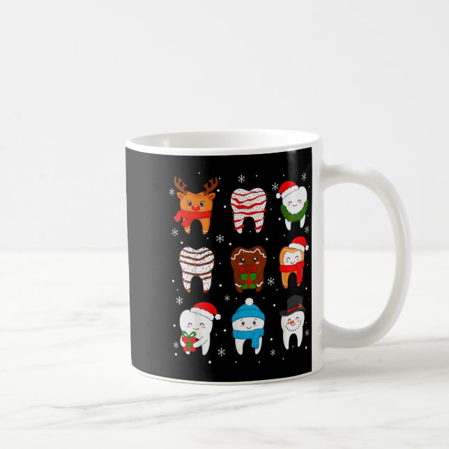 Funny Dental Christmas Teeth Cute Xmas Dentist Squ Kaffemugg (Höger)