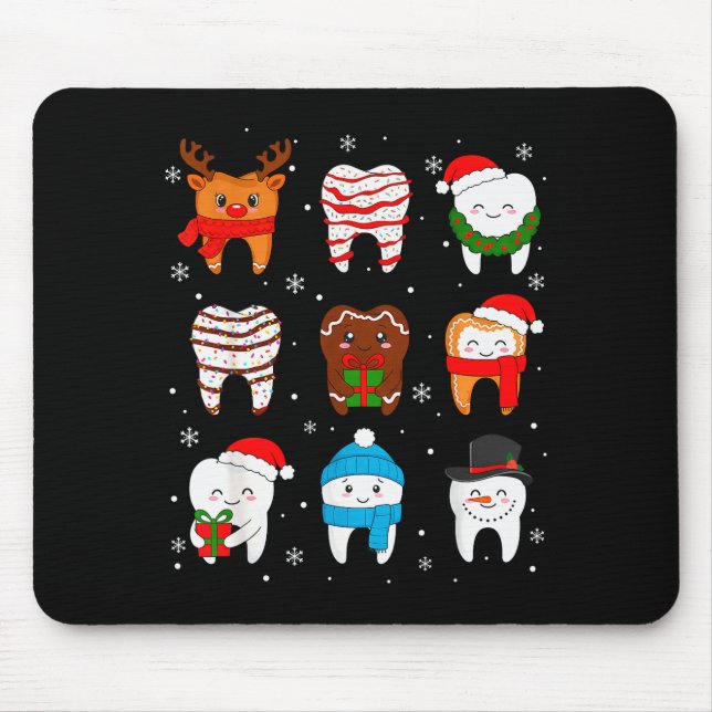 Funny Dental Christmas Teeth Cute Xmas Dentist Squ Musmatta (Framsidan)