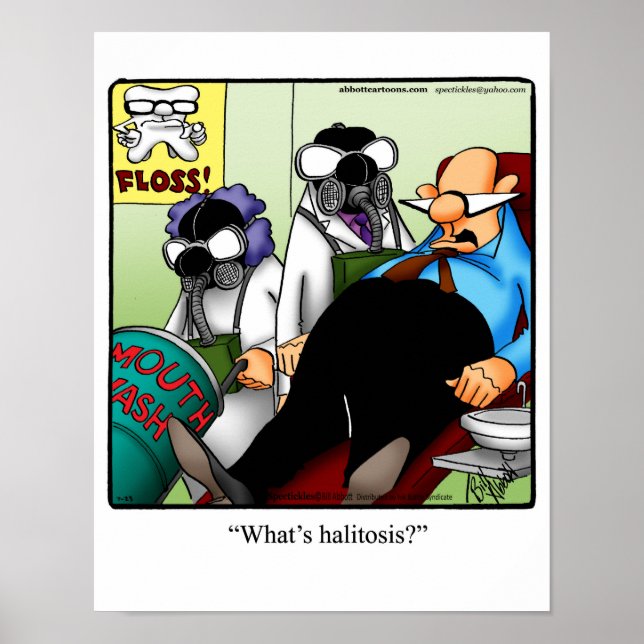 Funny Dental Humor Poster "Halitosis" (Framsidan)