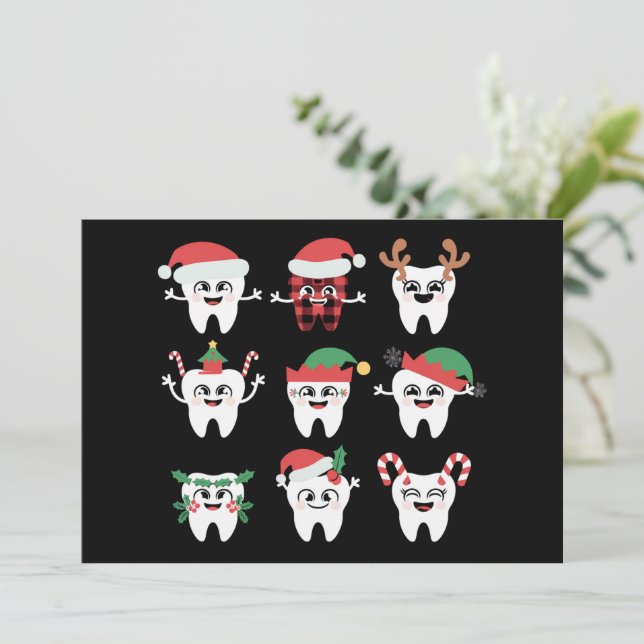 Funny Dental jul Teeth Cute Julafton Dentist Julkort (Stående Fram)