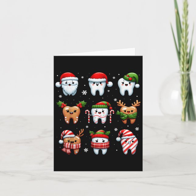 Funny Dental jul Teeth Cute Julafton Dentist Squ Kort (Framsida)
