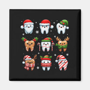 Funny Dental jul Teeth Cute Julafton Dentist Squ Magnet