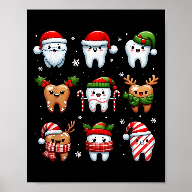 Funny Dental jul Teeth Cute Julafton Dentist Squ Poster (Framsidan)